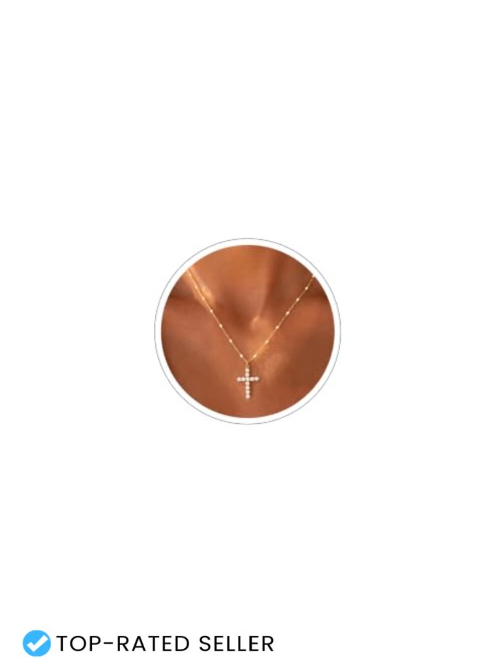 14K Gold Plated CZ Cross Pendant Necklace for Women